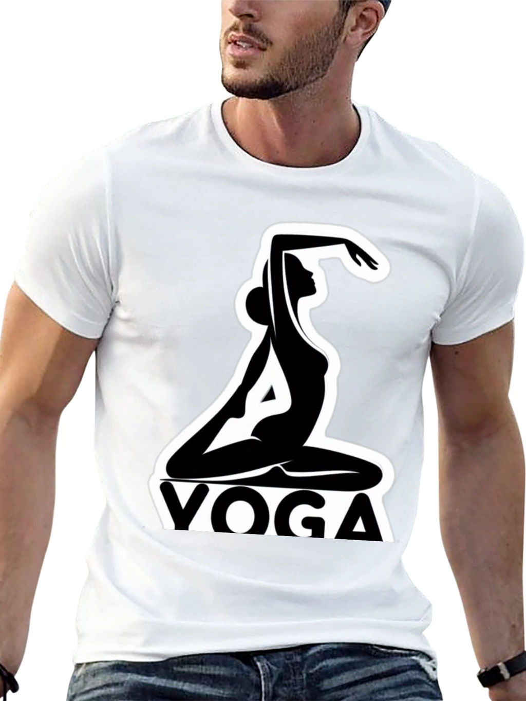 Yoga Silhouette Graphic Tee - Black Cotton Blend