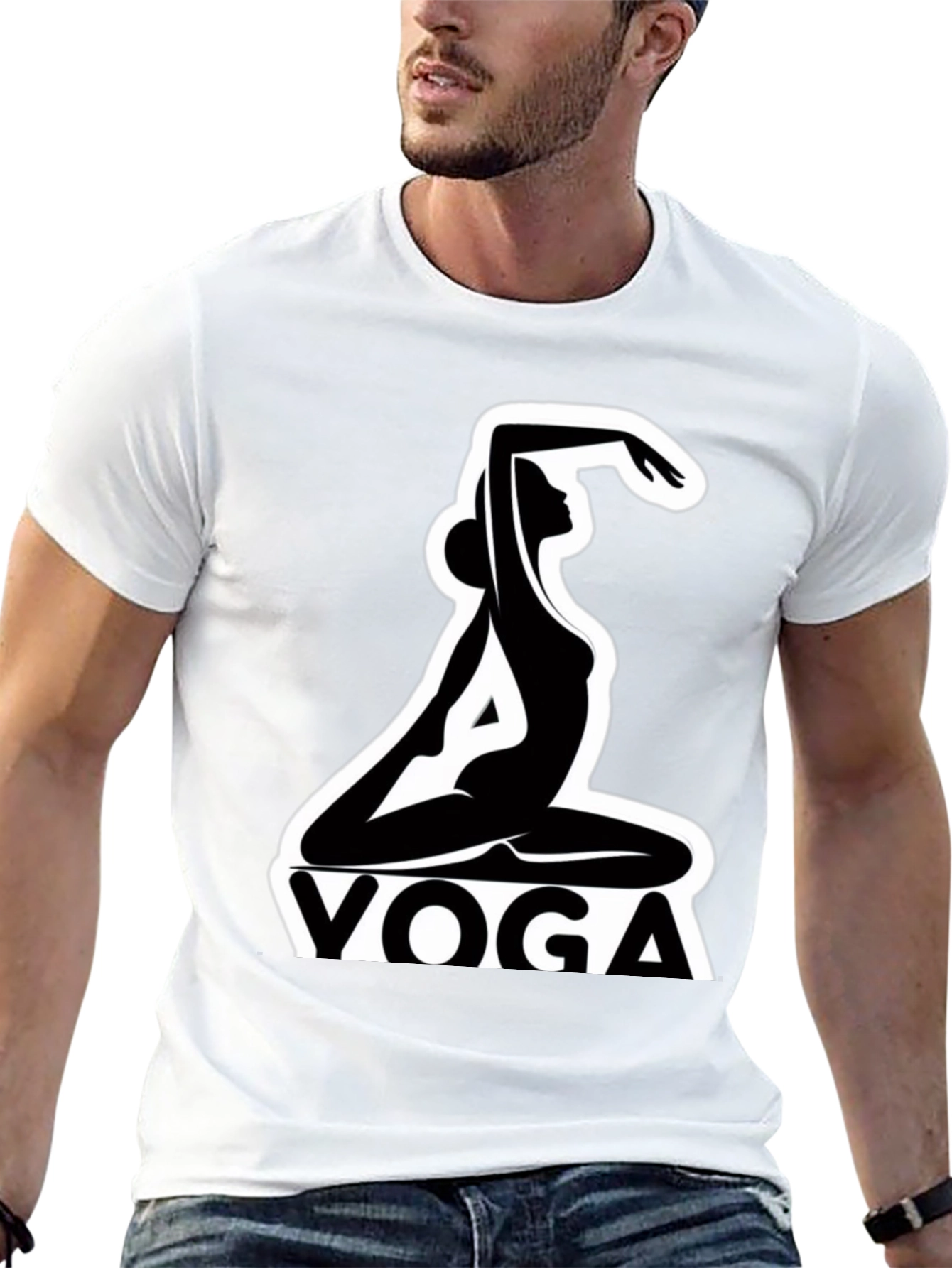 Yoga Silhouette Graphic Tee - Black Cotton Blend