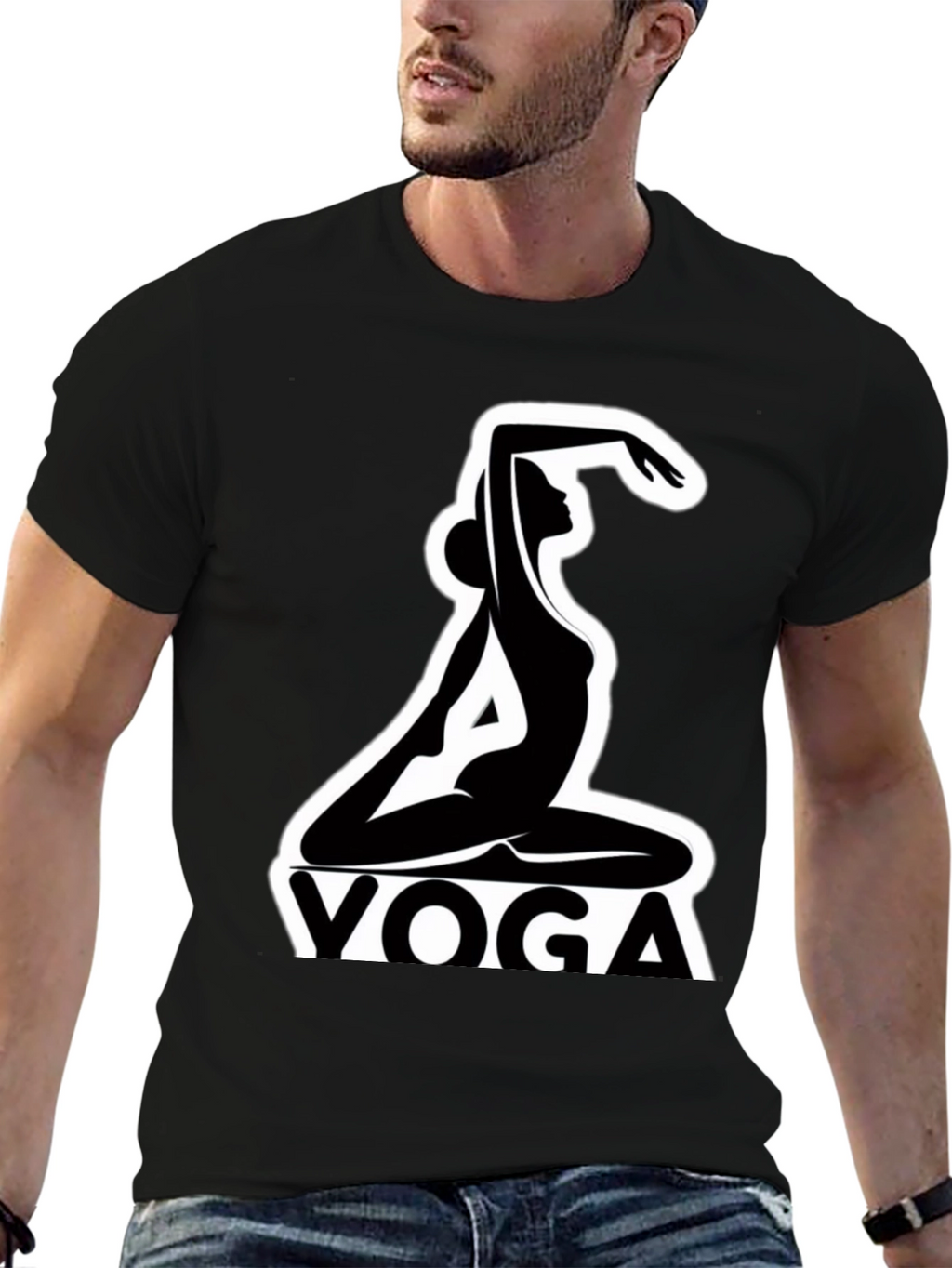 Yoga Silhouette Graphic Tee - Black Cotton Blend