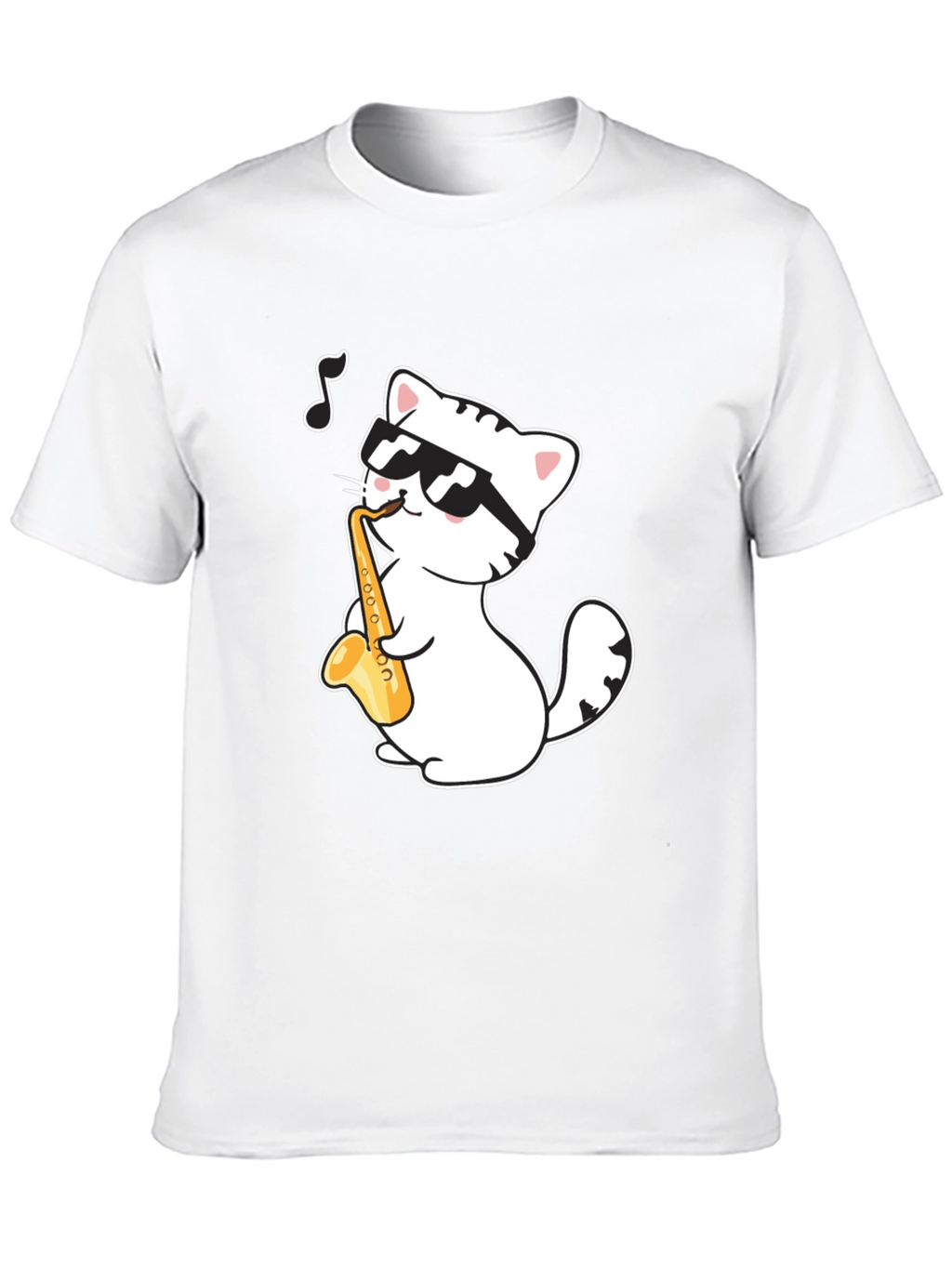 Cool Cat Saxophone T-Shirt - Musician Kitten Tee