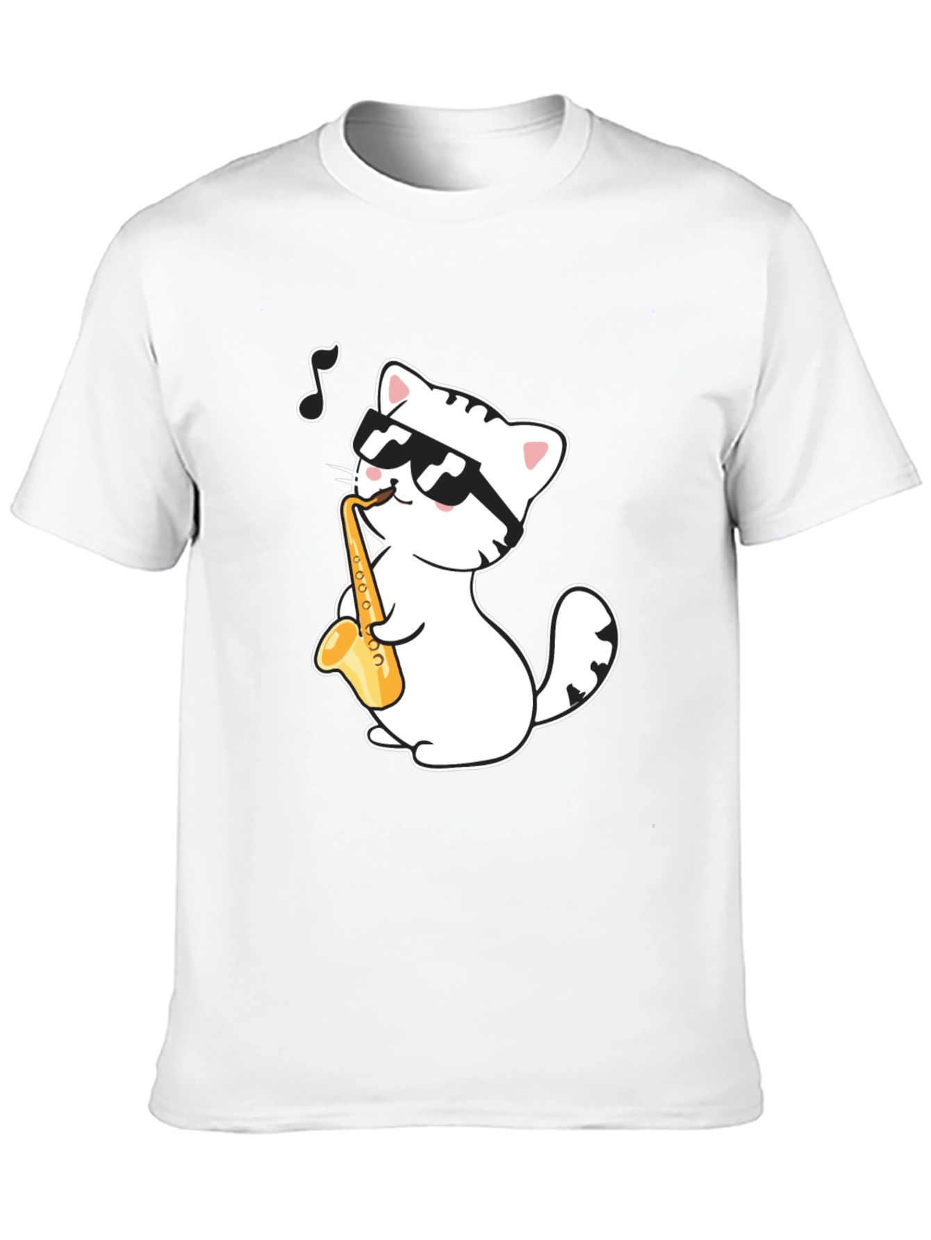 Cool Cat Saxophone T-Shirt - Musician Kitten Tee