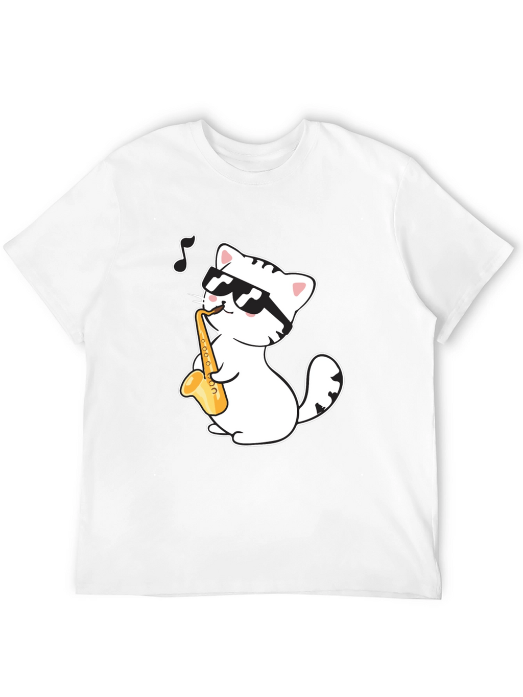 Cool Cat Saxophone T-Shirt - Musician Kitten Tee