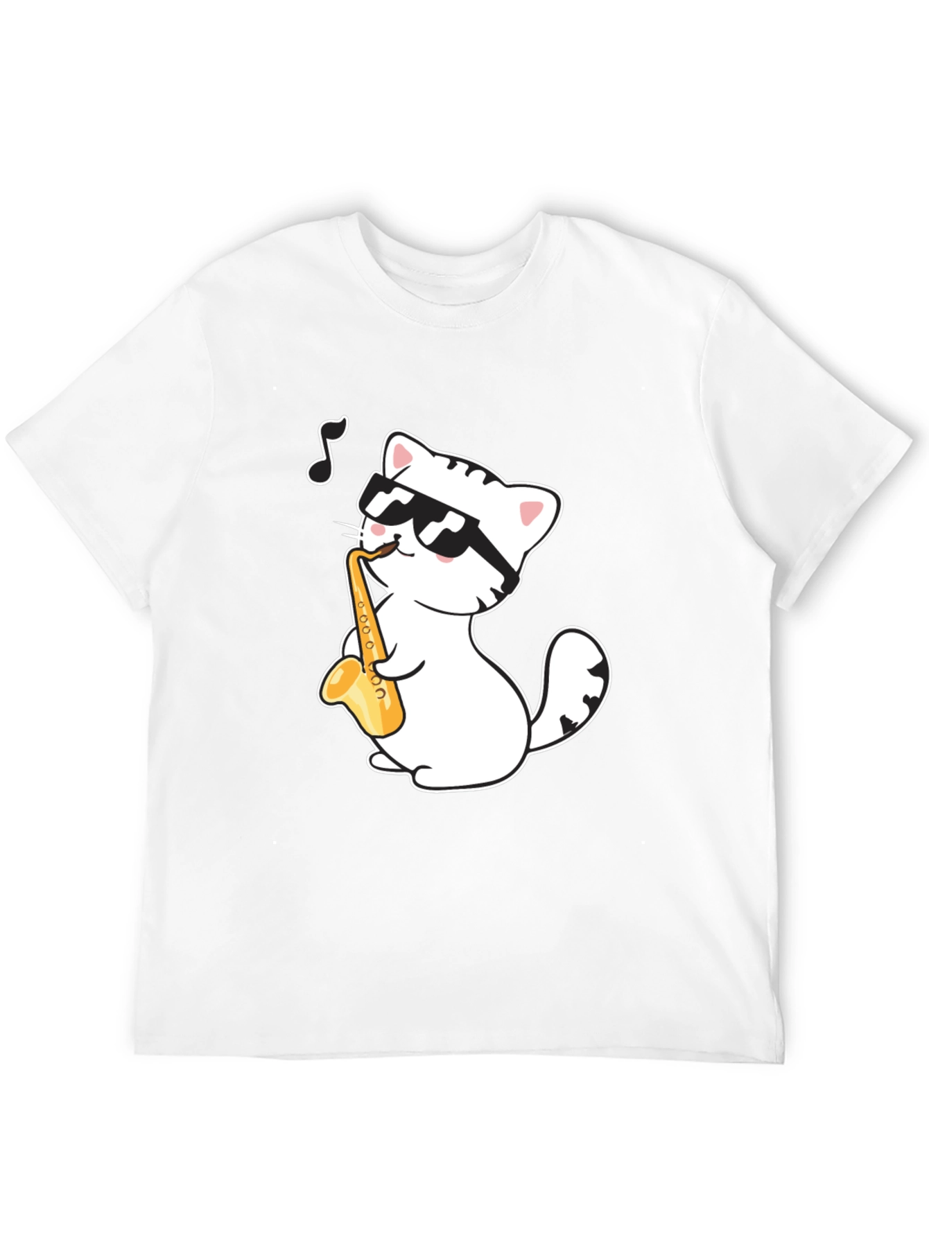 Cool Cat Saxophone T-Shirt - Musician Kitten Tee