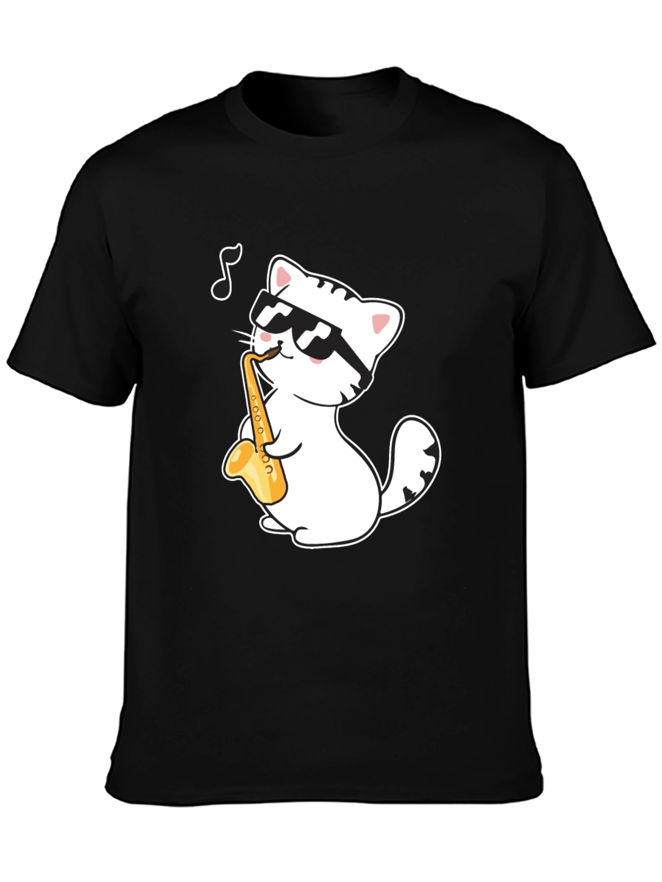 Cool Cat Saxophone T-Shirt - Musician Kitten Tee