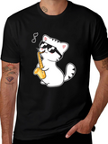 Cool Cat Saxophone T-Shirt - Musician Kitten Tee