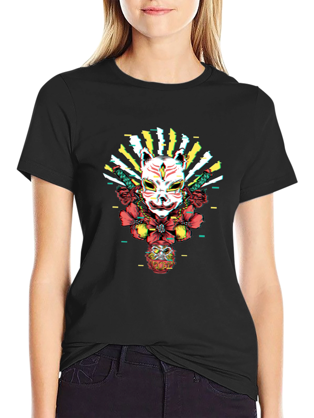 Japanese Kitsune Mask Graphic Tee