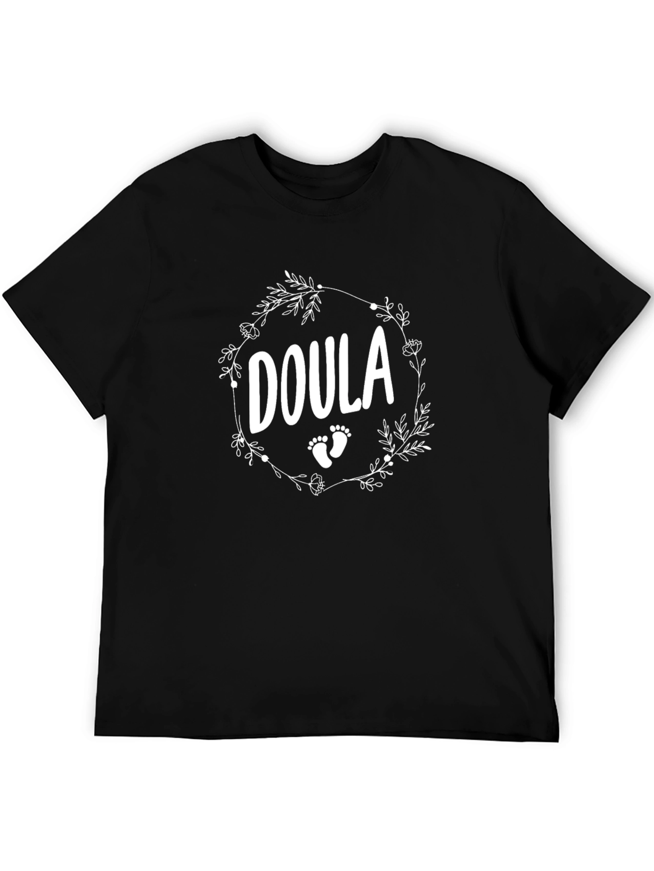 Doula Floral Wreath Black T-Shirt