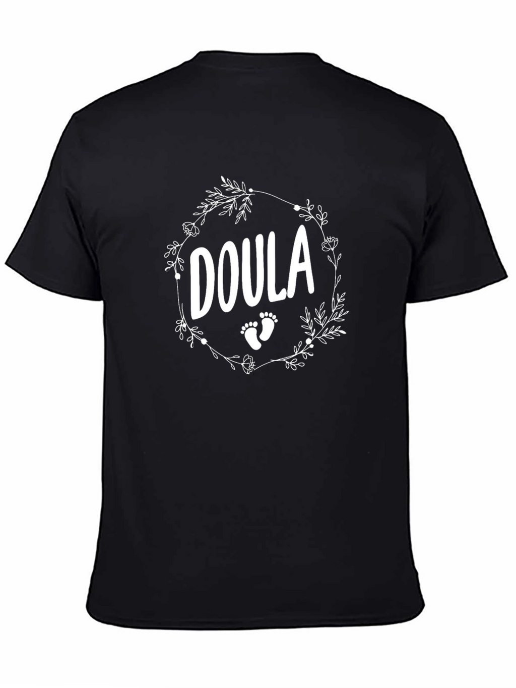 Doula Floral Wreath Black T-Shirt