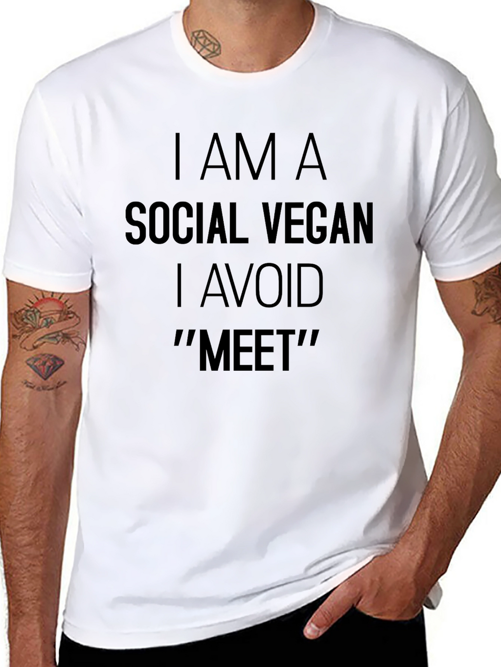 Social Vegan Humor T-Shirt Avoid Meet Funny Tee