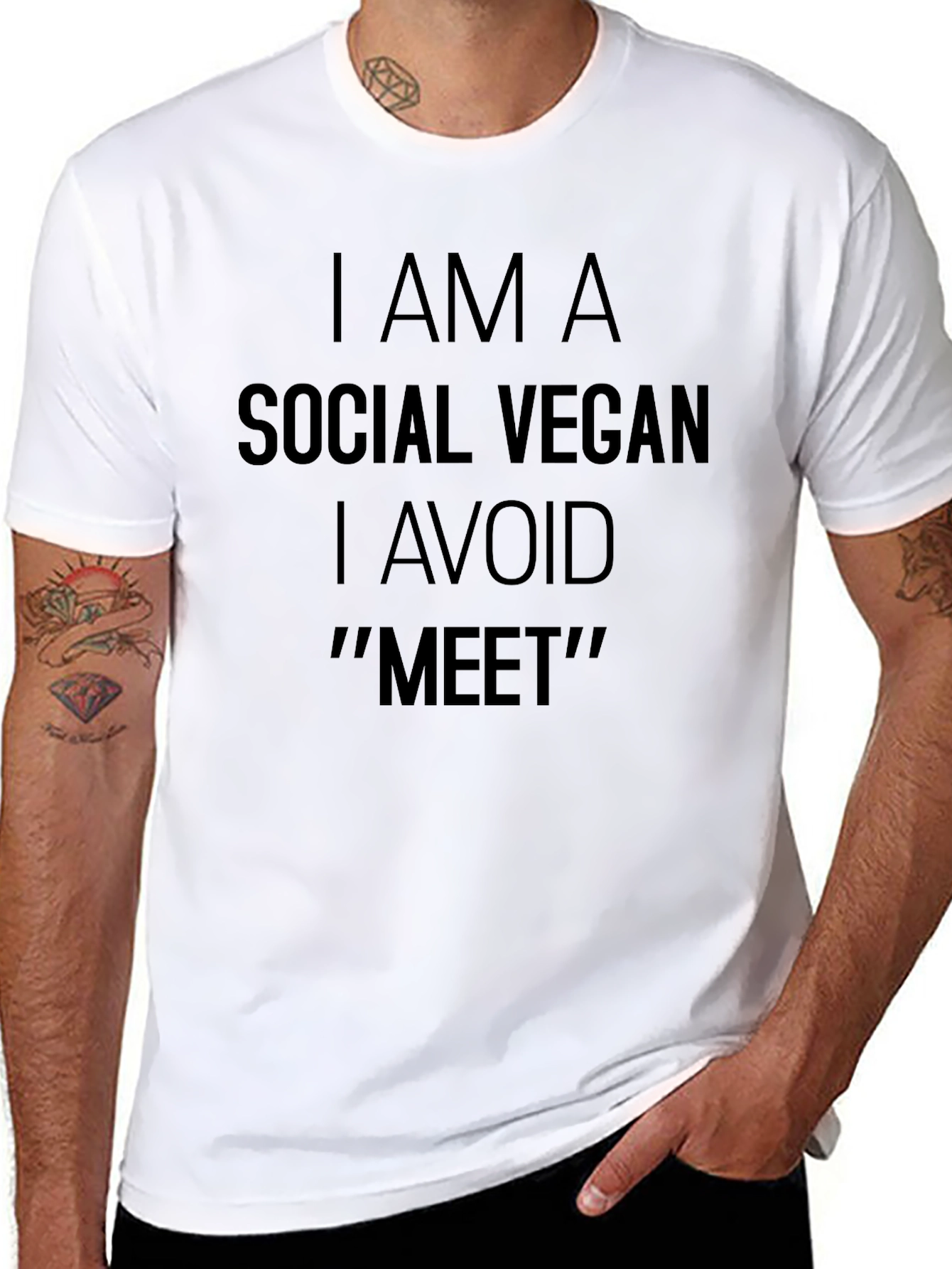 Social Vegan Humor T-Shirt Avoid Meet Funny Tee