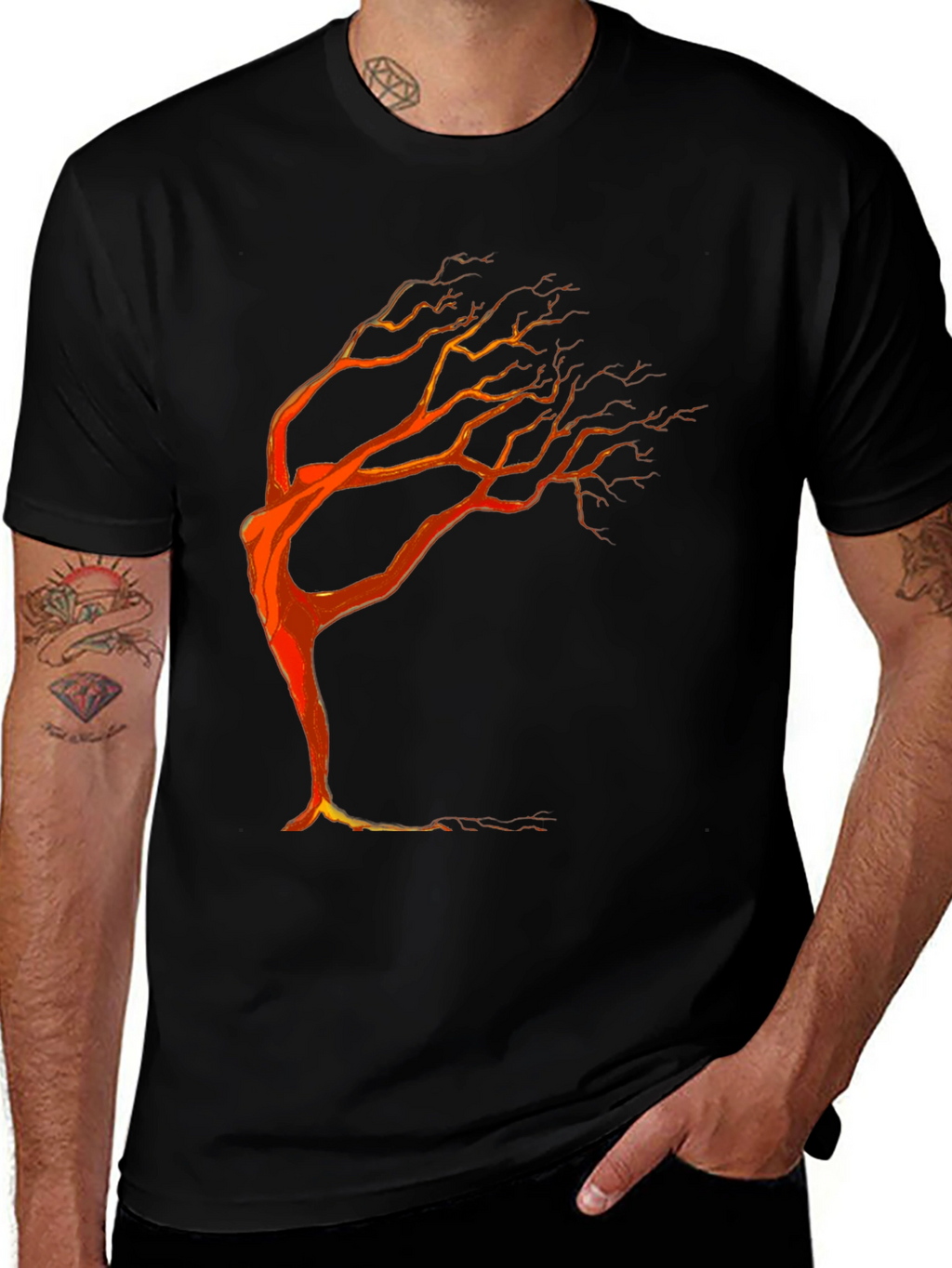 Tree Silhouette Graphic Tee - Black Unisex T-Shirt