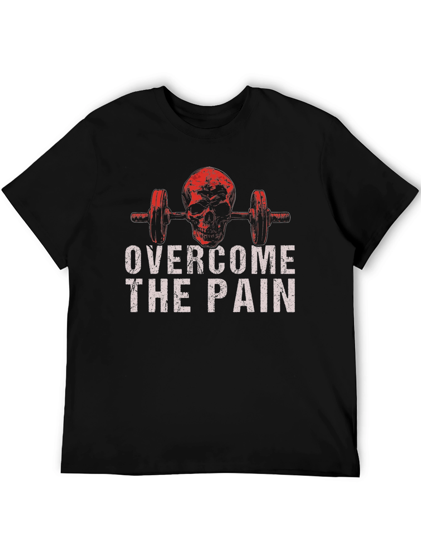 Skull Barbell Overcome The Pain Graphic T-Shirt