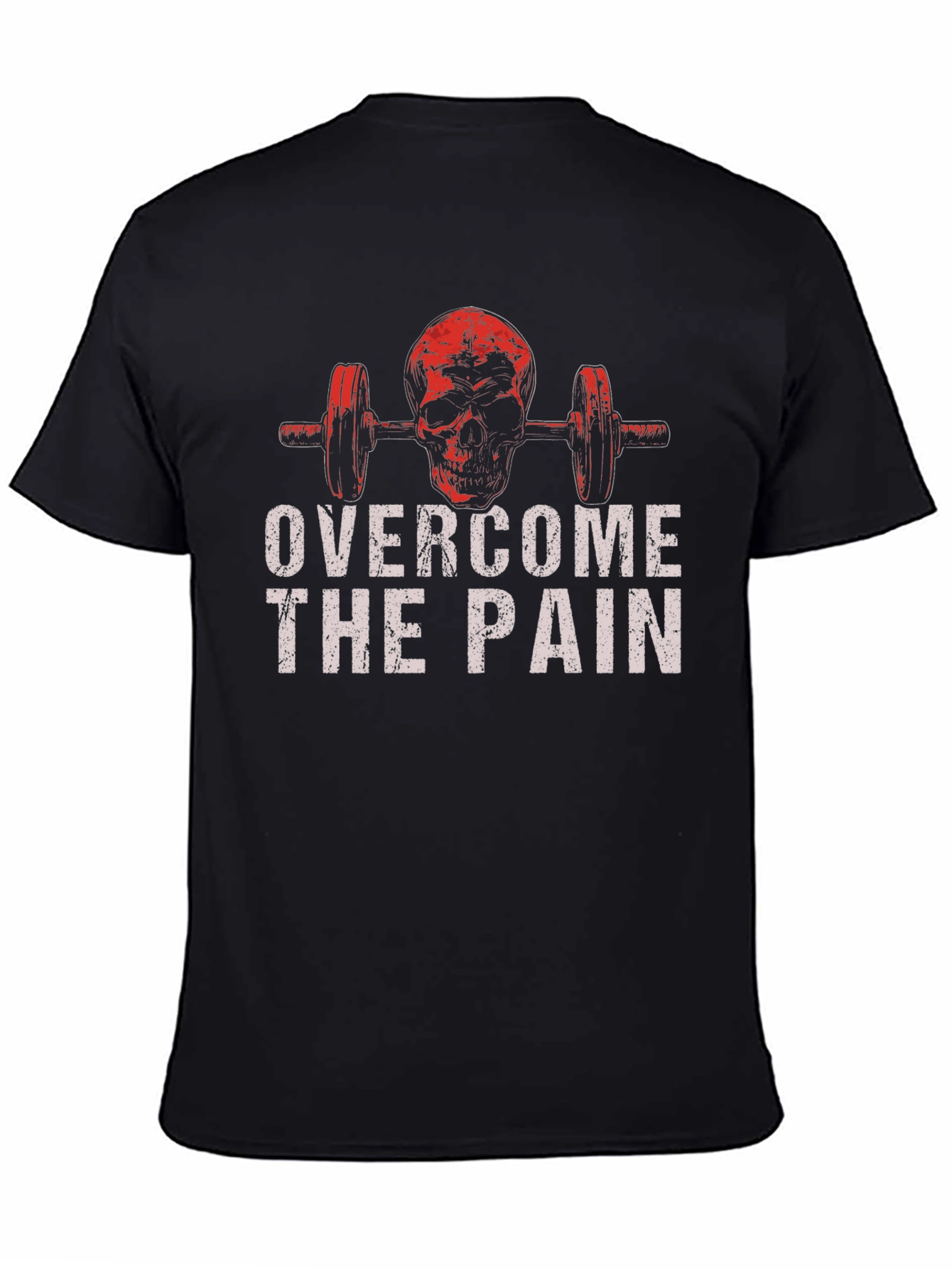 Skull Barbell Overcome The Pain Graphic T-Shirt