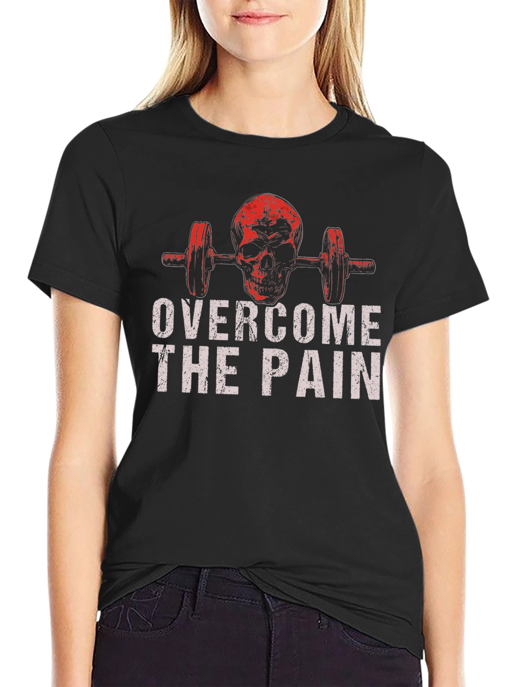 Skull Barbell Overcome The Pain Graphic T-Shirt