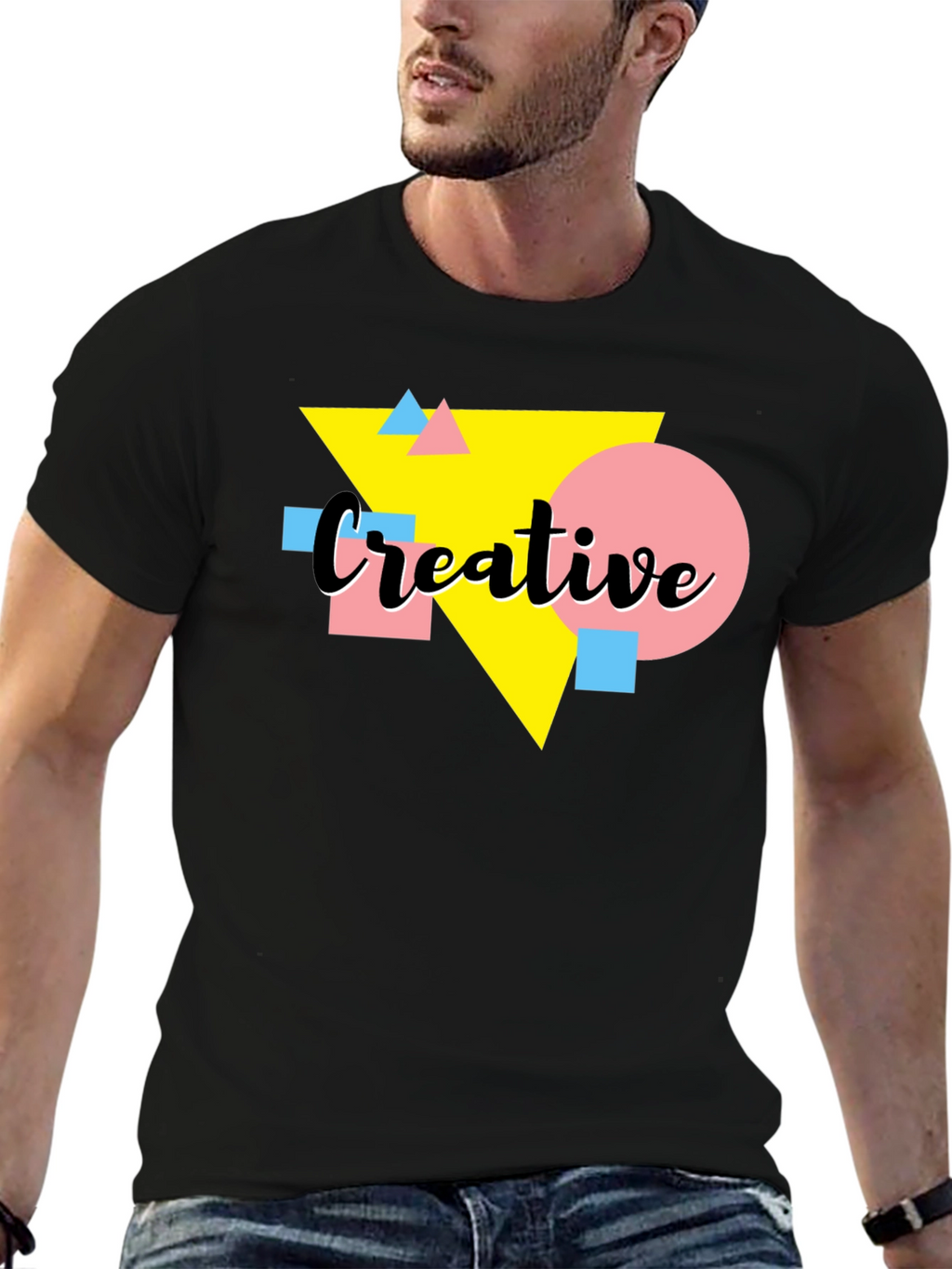 Creative Graphic Tee - Black T-Shirt