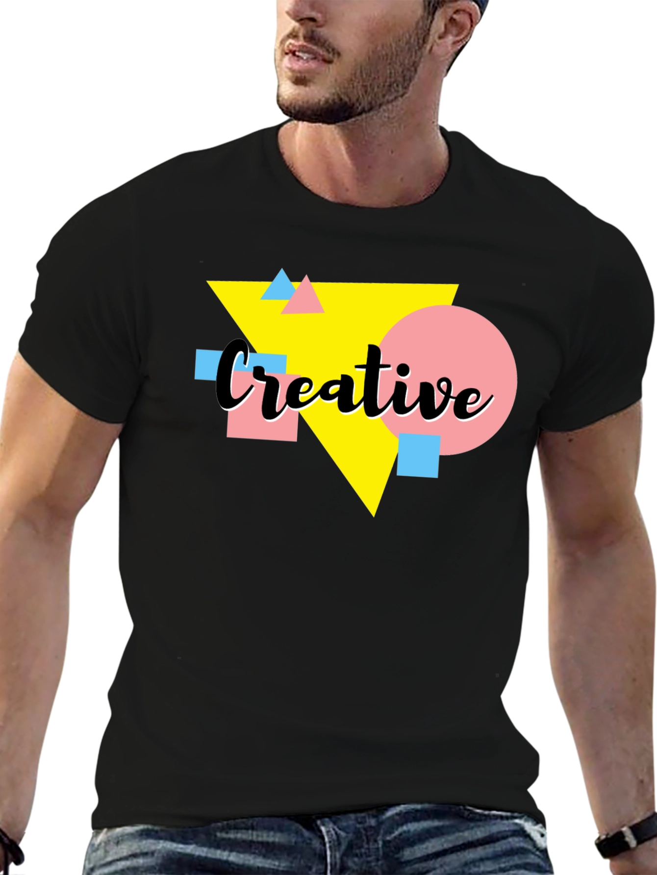 Creative Graphic Tee - Black T-Shirt