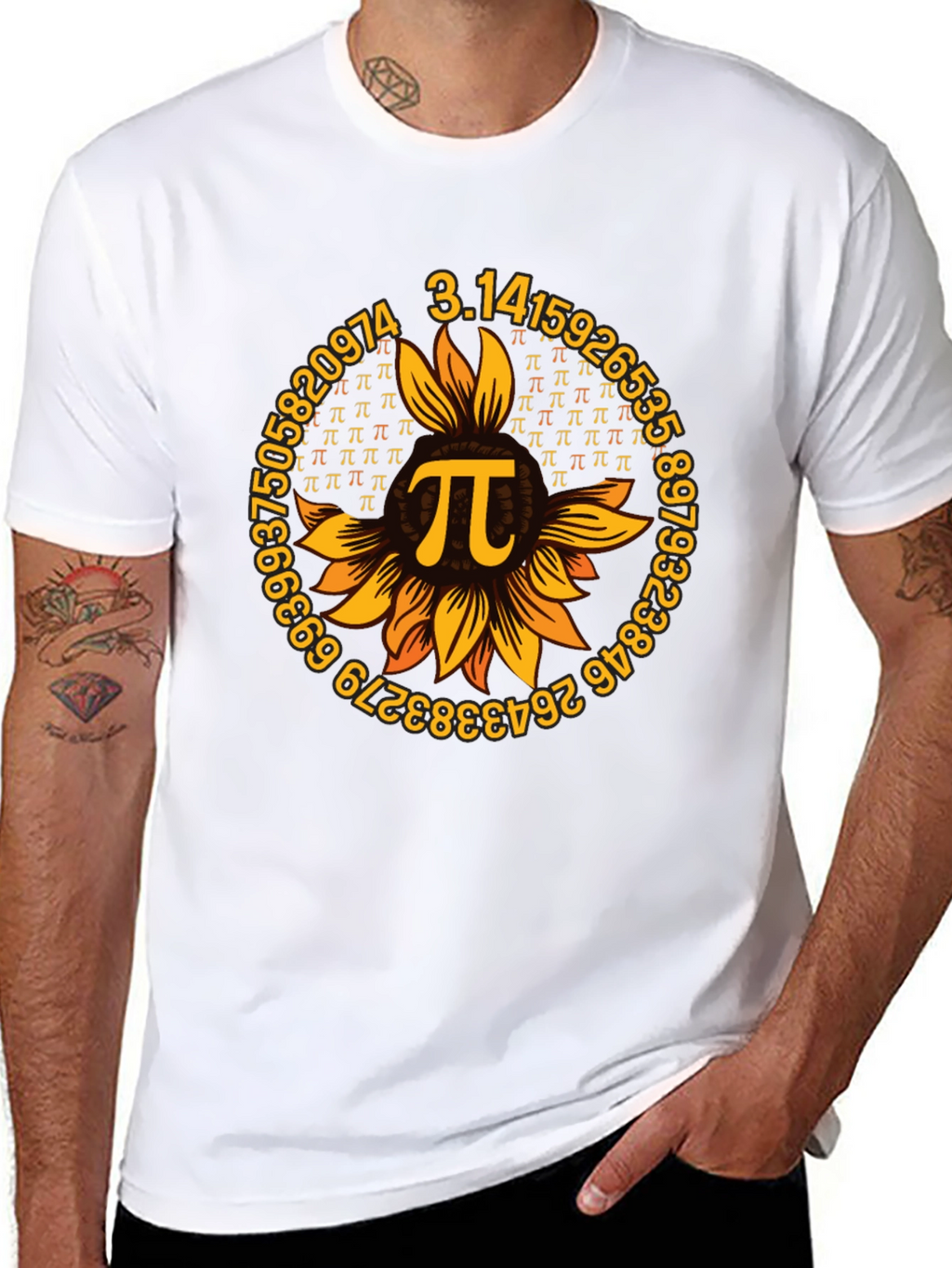 Pi Day Sunflower Graphic Tee - Black