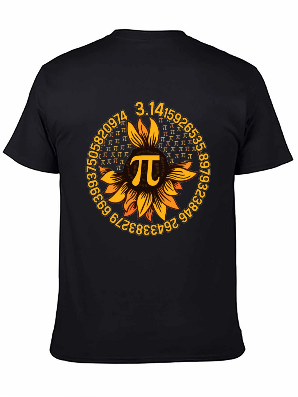 Pi Day Sunflower Graphic Tee - Black