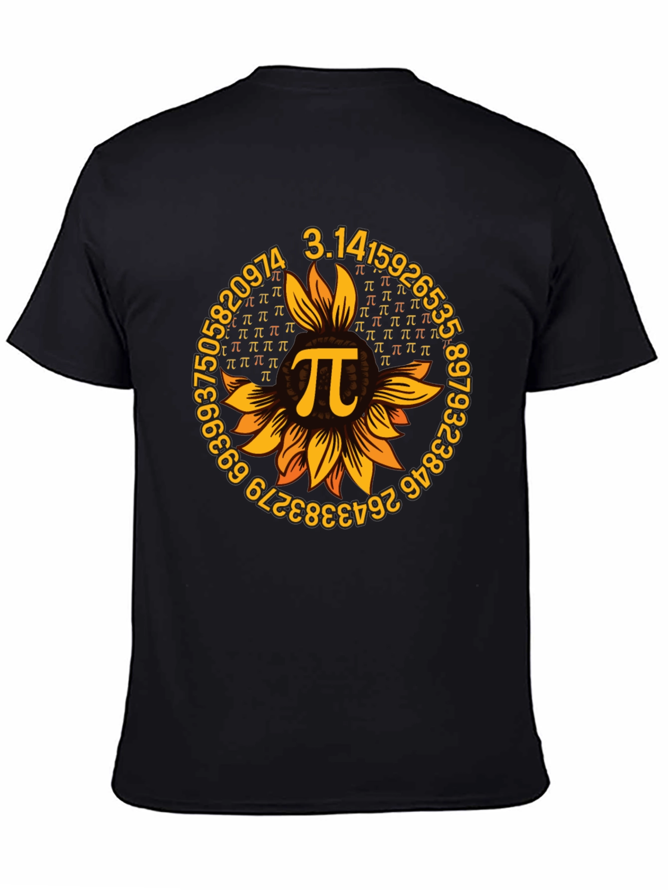 Pi Day Sunflower Graphic Tee - Black