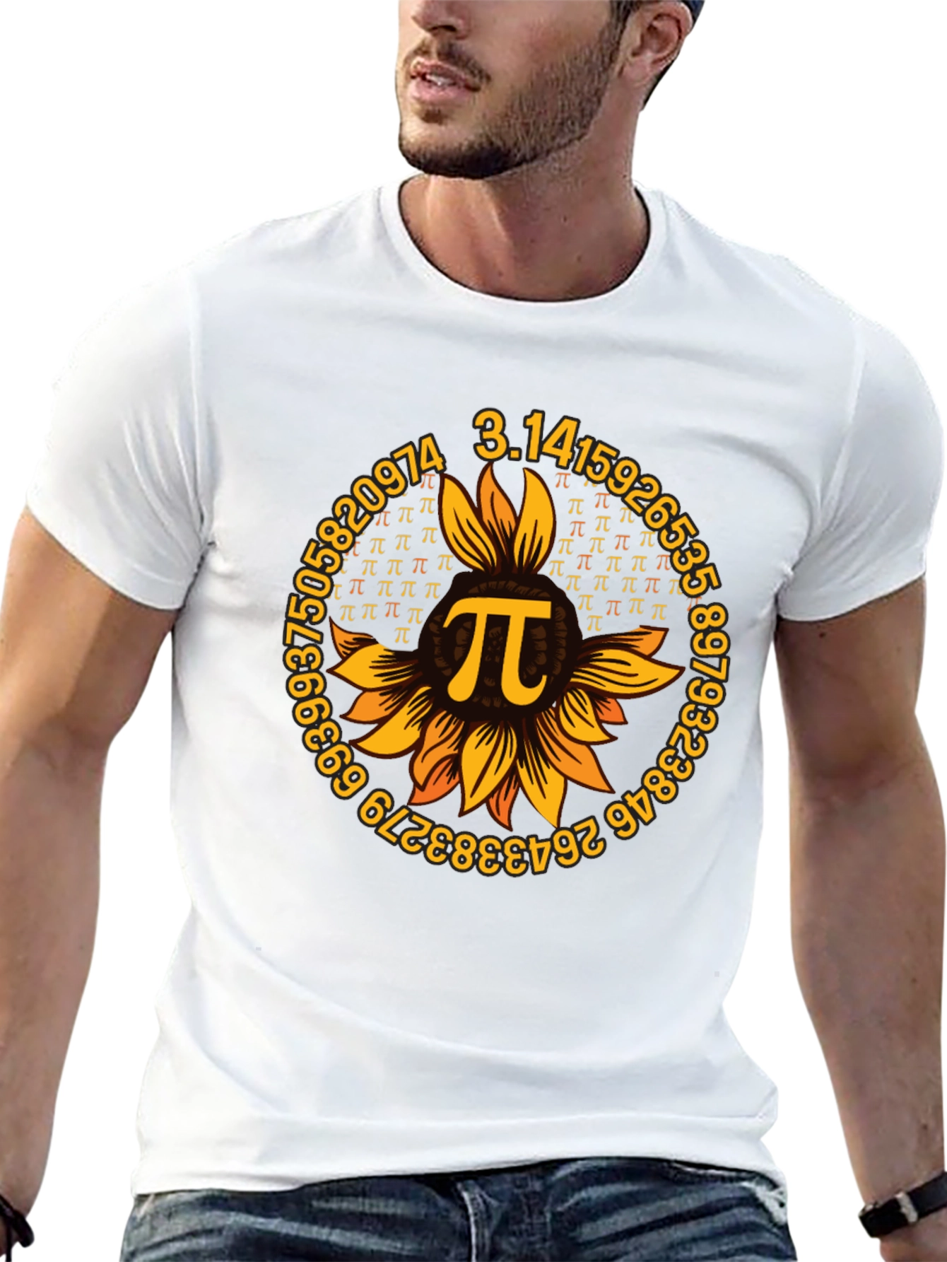 Pi Day Sunflower Graphic Tee - Black