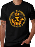 Pi Day Sunflower Graphic Tee - Black