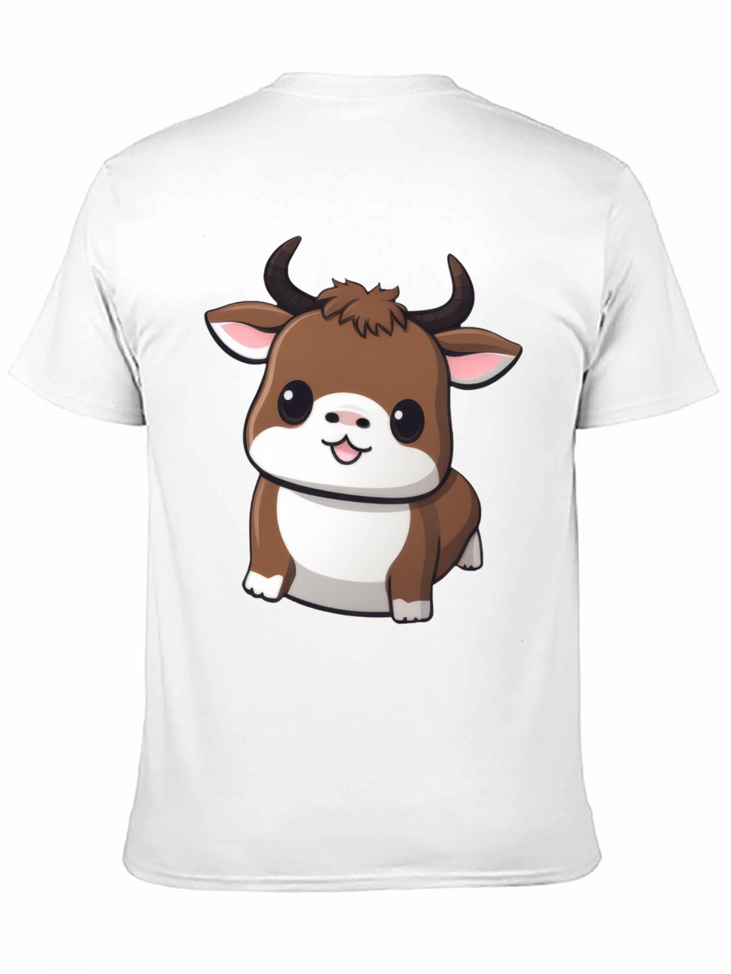 Cute Bull Cartoon Black T-Shirt