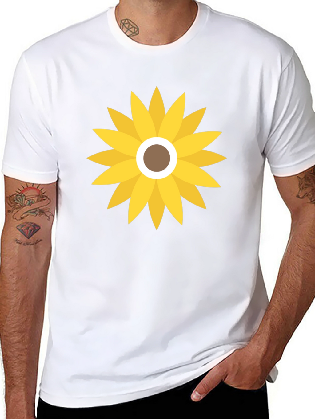Sunflower Graphic Print Black T-Shirt