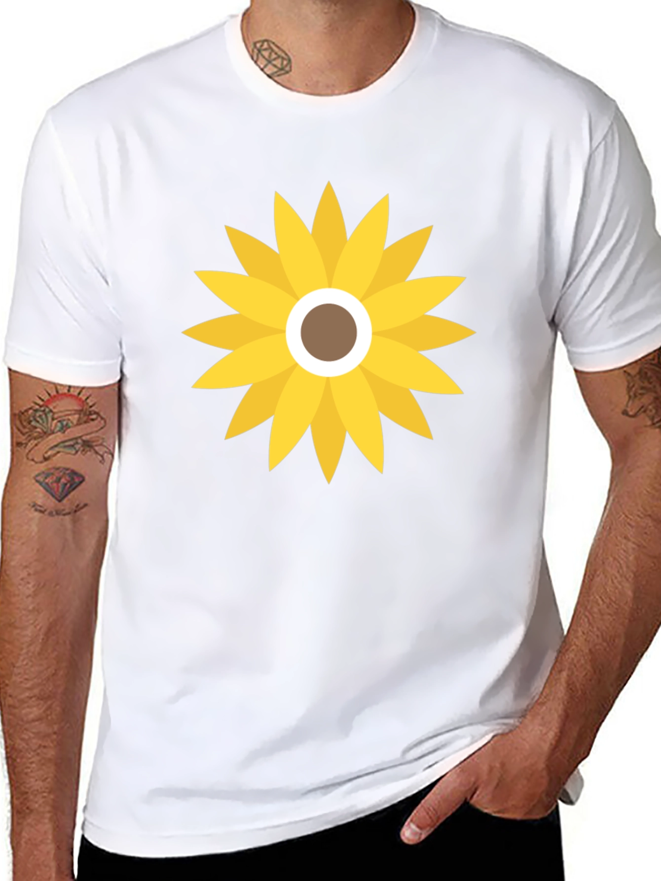 Sunflower Graphic Print Black T-Shirt