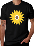 Sunflower Graphic Print Black T-Shirt