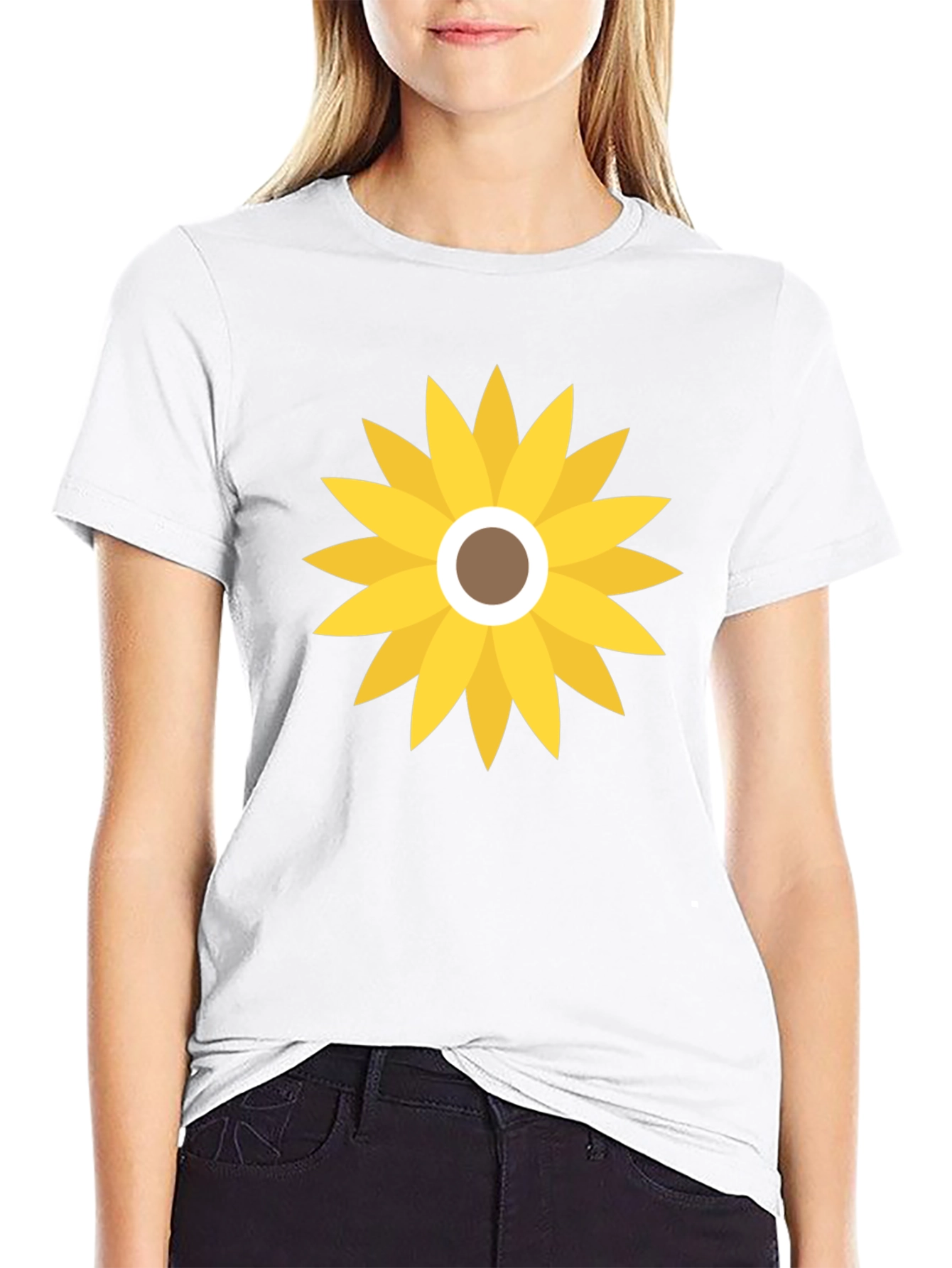 Sunflower Graphic Print Black T-Shirt