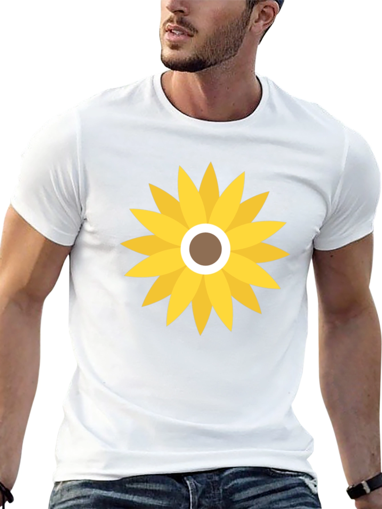 Sunflower Graphic Print Black T-Shirt