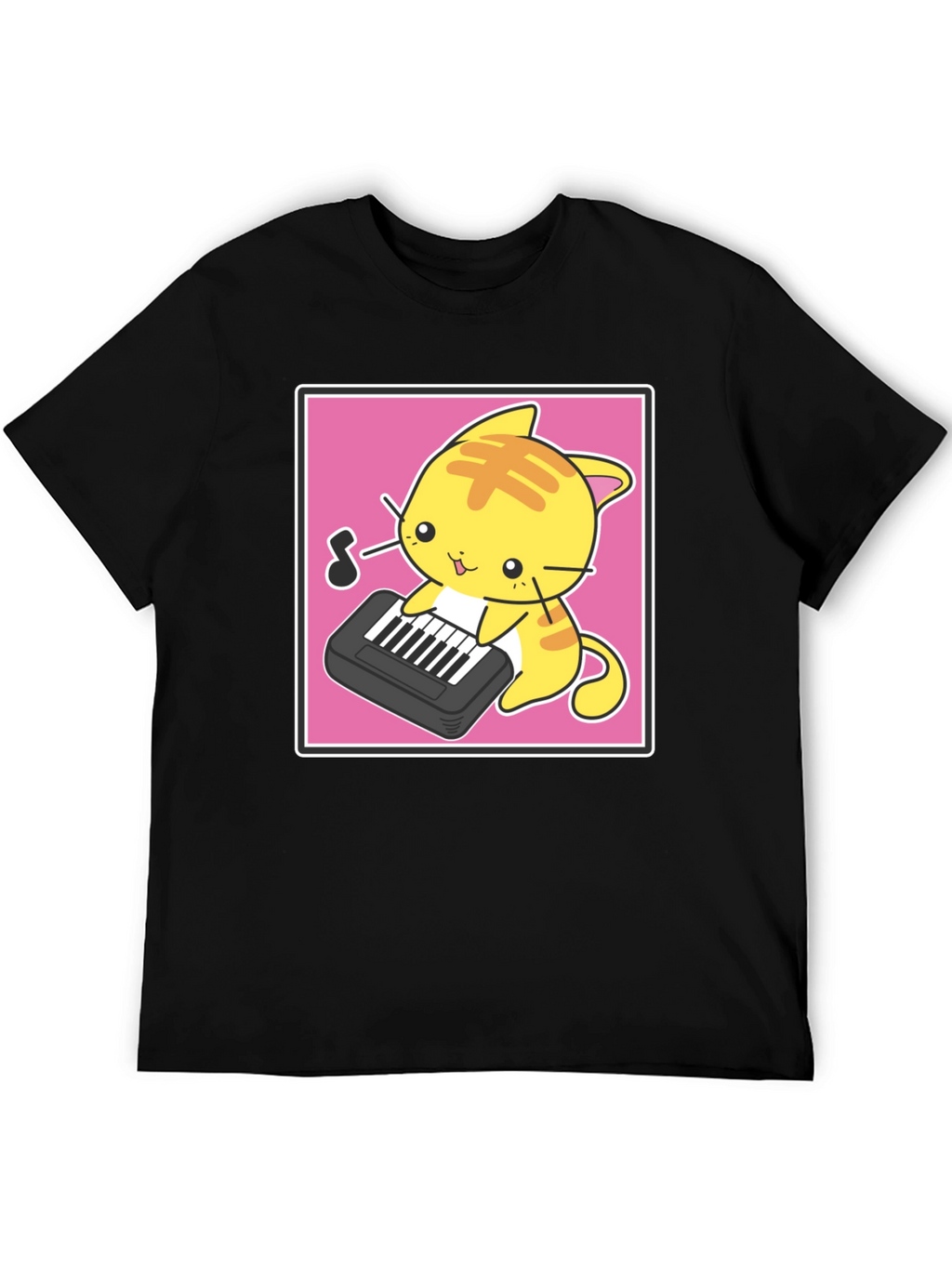 Kawaii Cat Playing Piano T-Shirt
