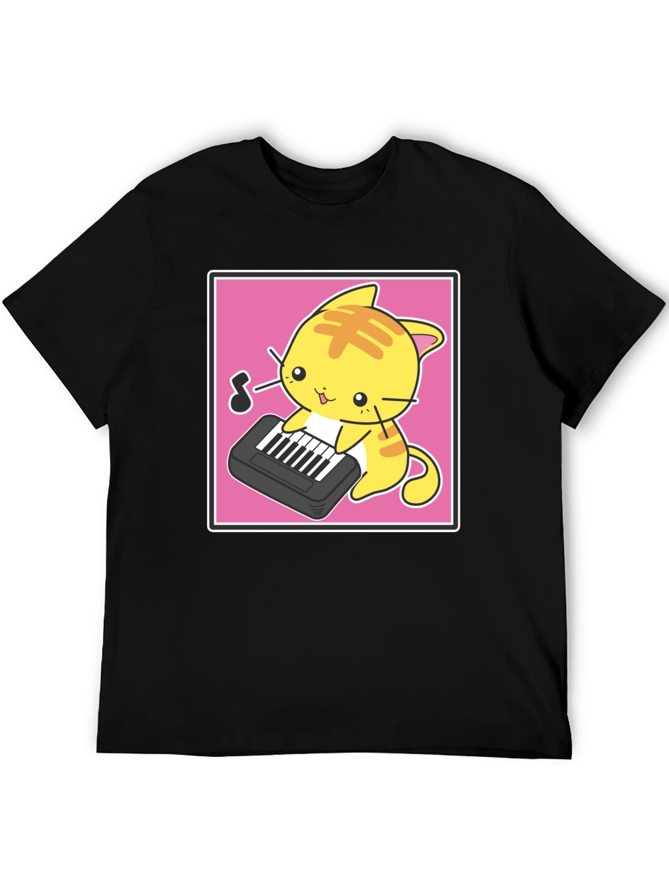 Kawaii Cat Playing Piano T-Shirt