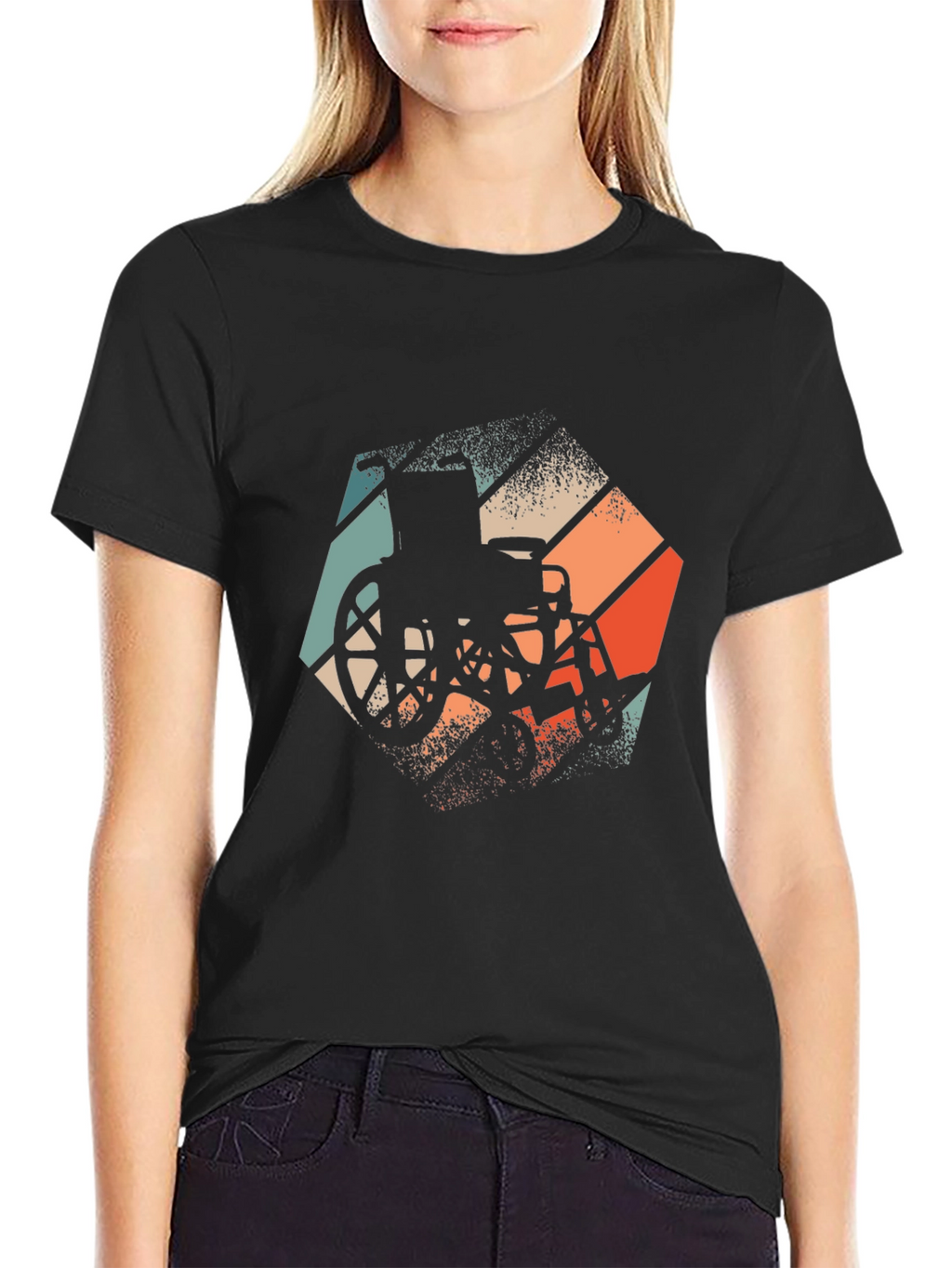 Retro Wheelchair Graphic Tee - Black Unisex T-Shirt