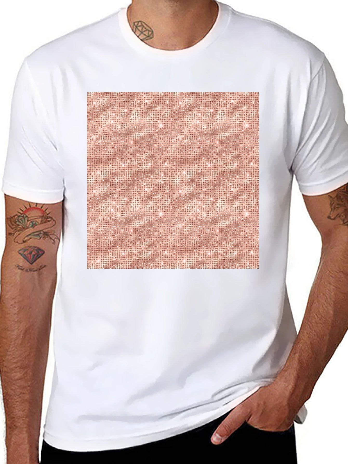 Stylish Black Tee with Geometric Print