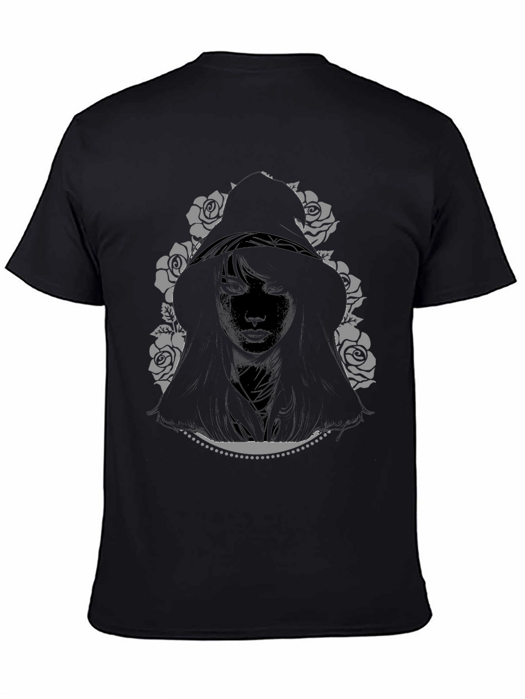 Hooded Woman Graphic Tee - Black