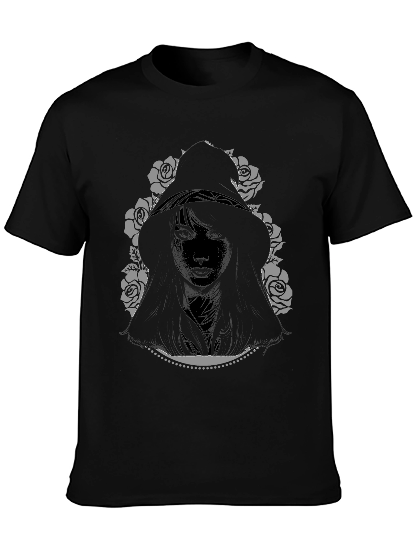 Hooded Woman Graphic Tee - Black