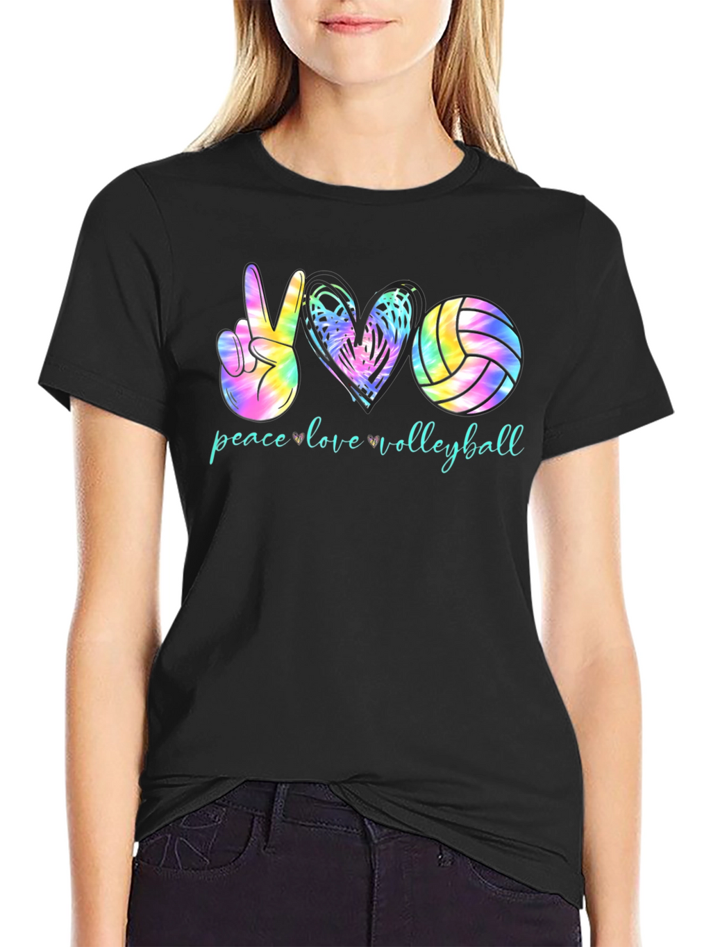 Peace Love Volleyball Tie Dye Graphic Tee