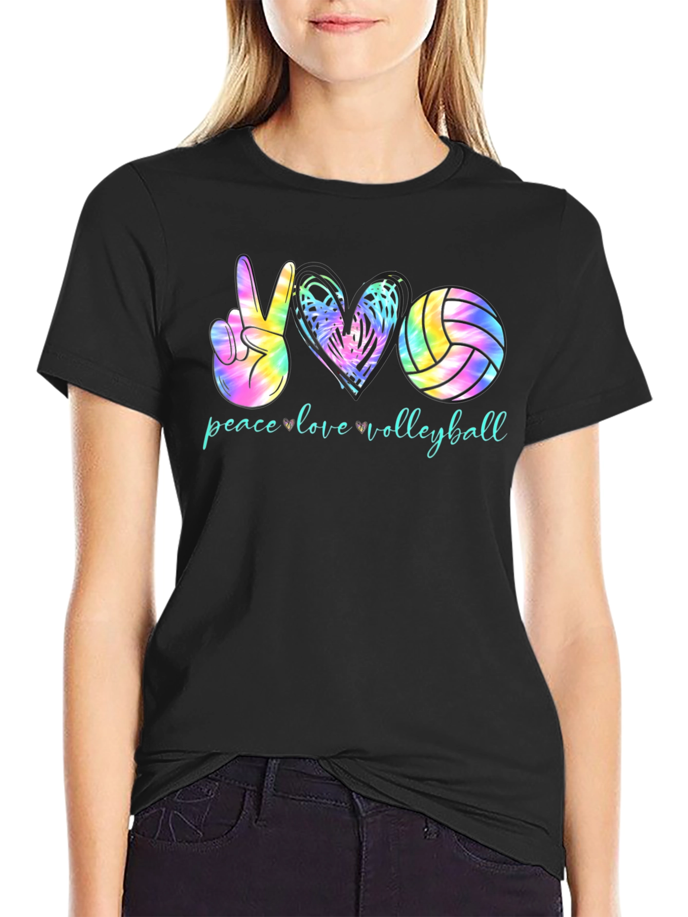 Peace Love Volleyball Tie Dye Graphic Tee