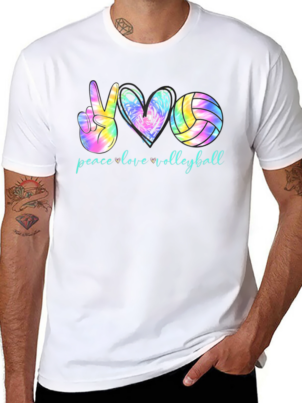 Peace Love Volleyball Tie Dye Graphic Tee