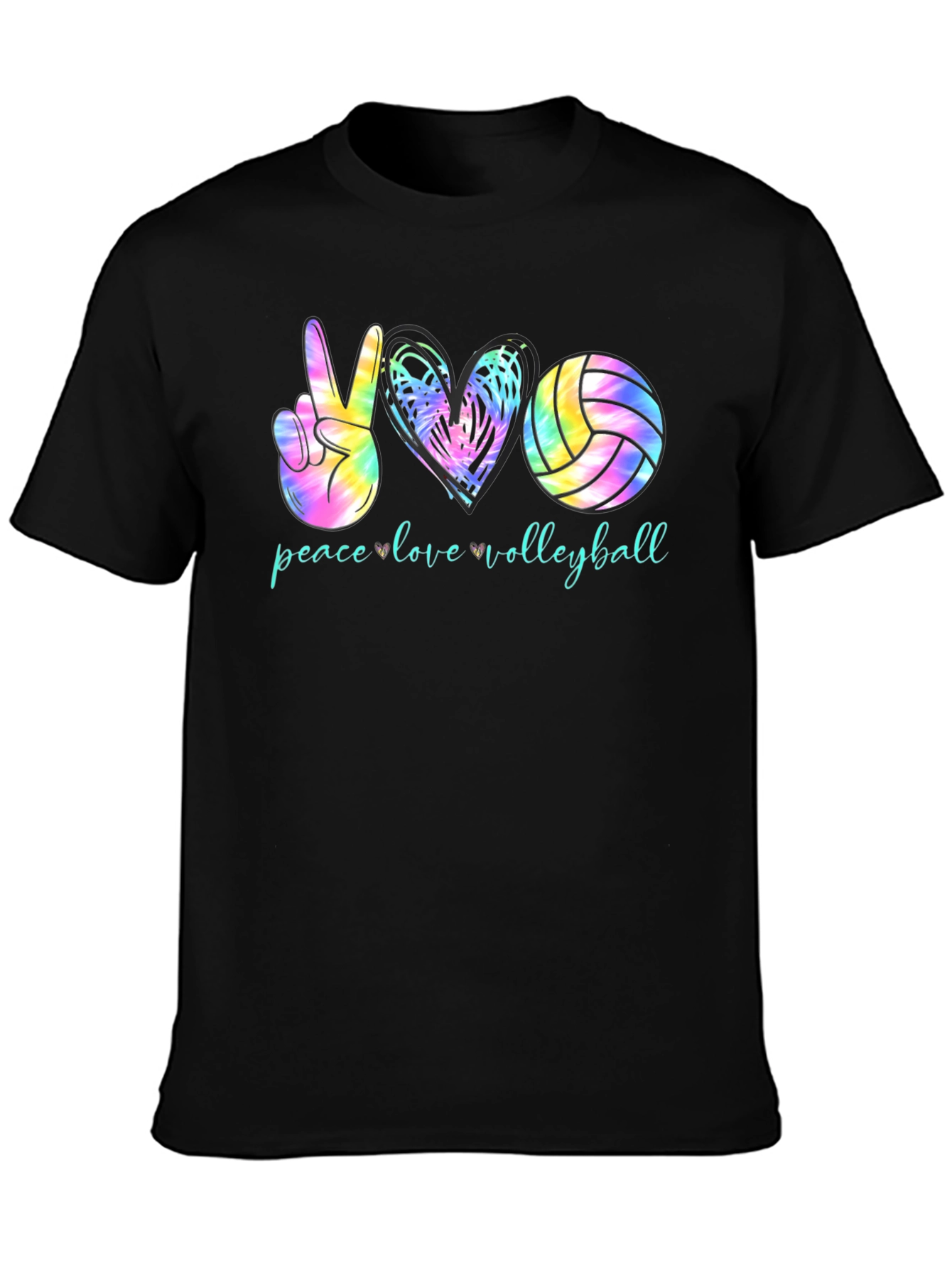 Peace Love Volleyball Tie Dye Graphic Tee