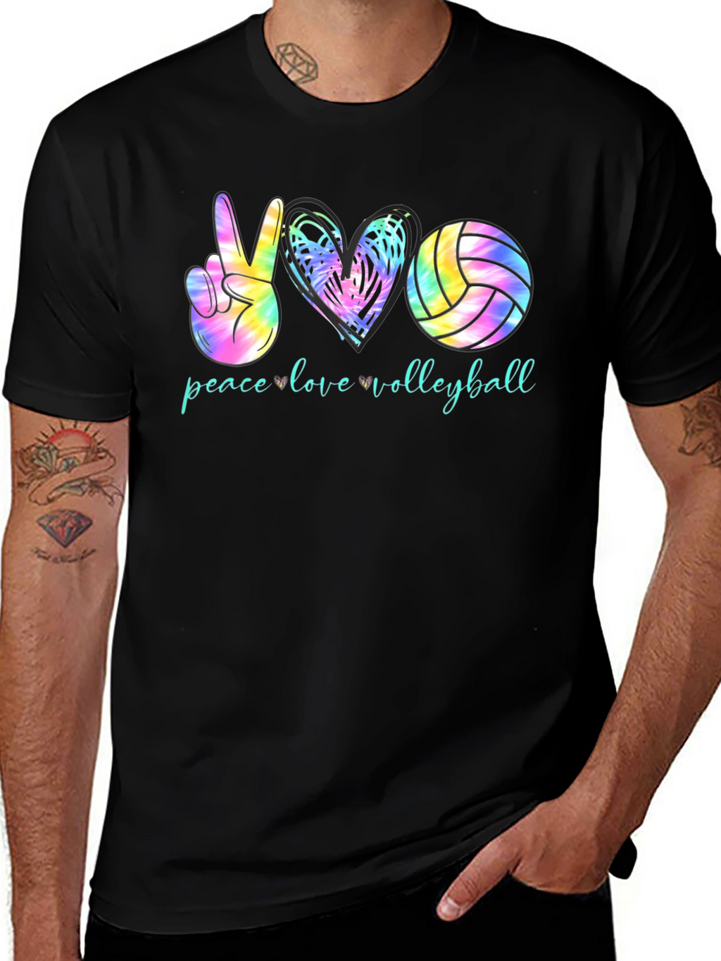 Peace Love Volleyball Tie Dye Graphic Tee