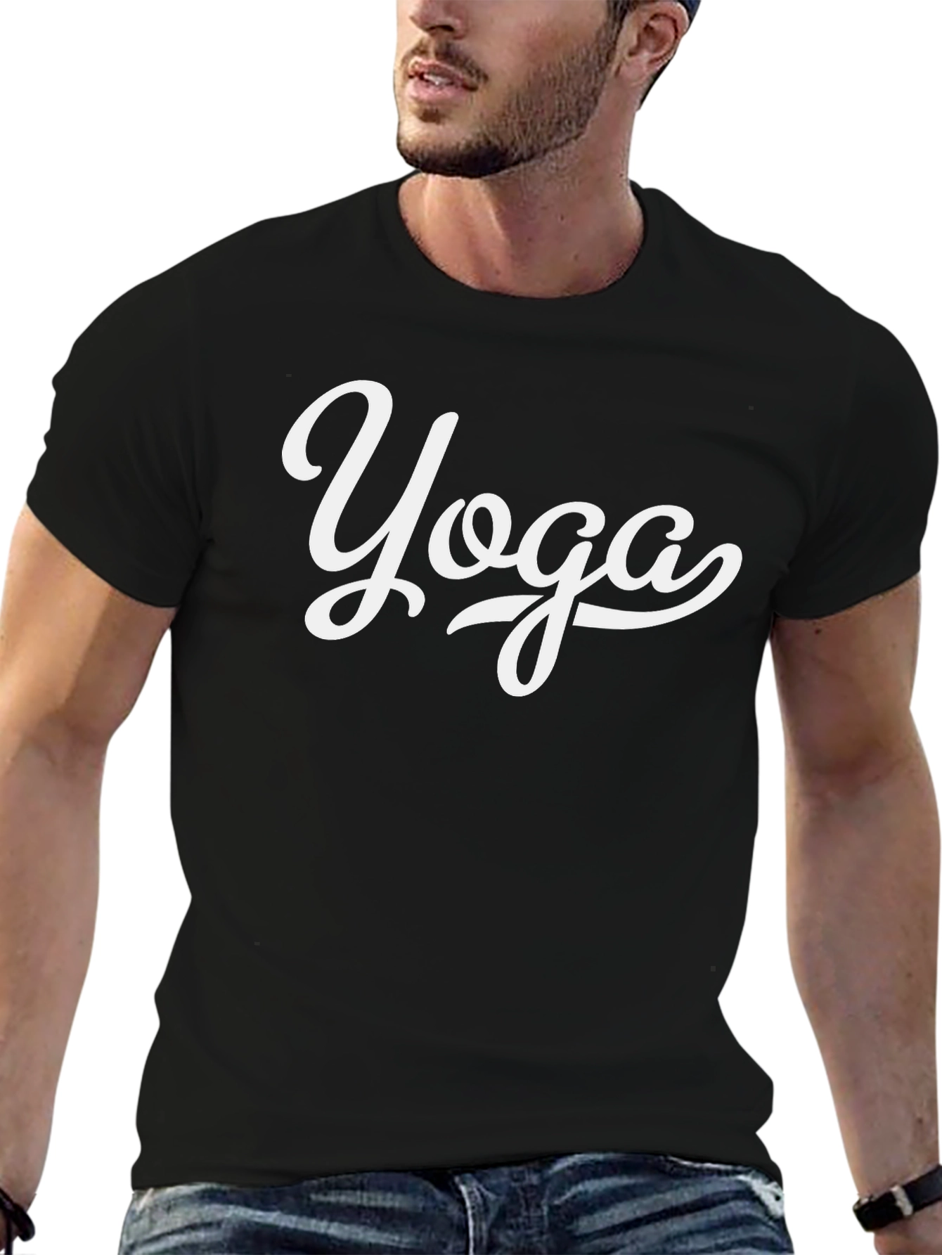 Yoga Graphic Tee - Black Cotton T-Shirt