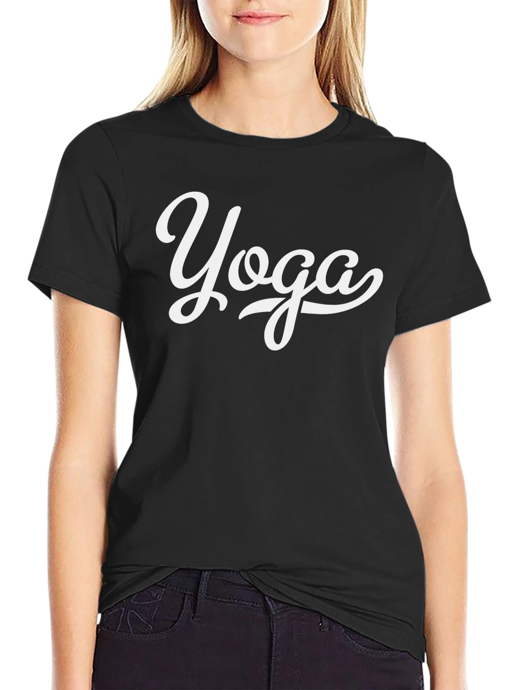 Yoga Graphic Tee - Black Cotton T-Shirt