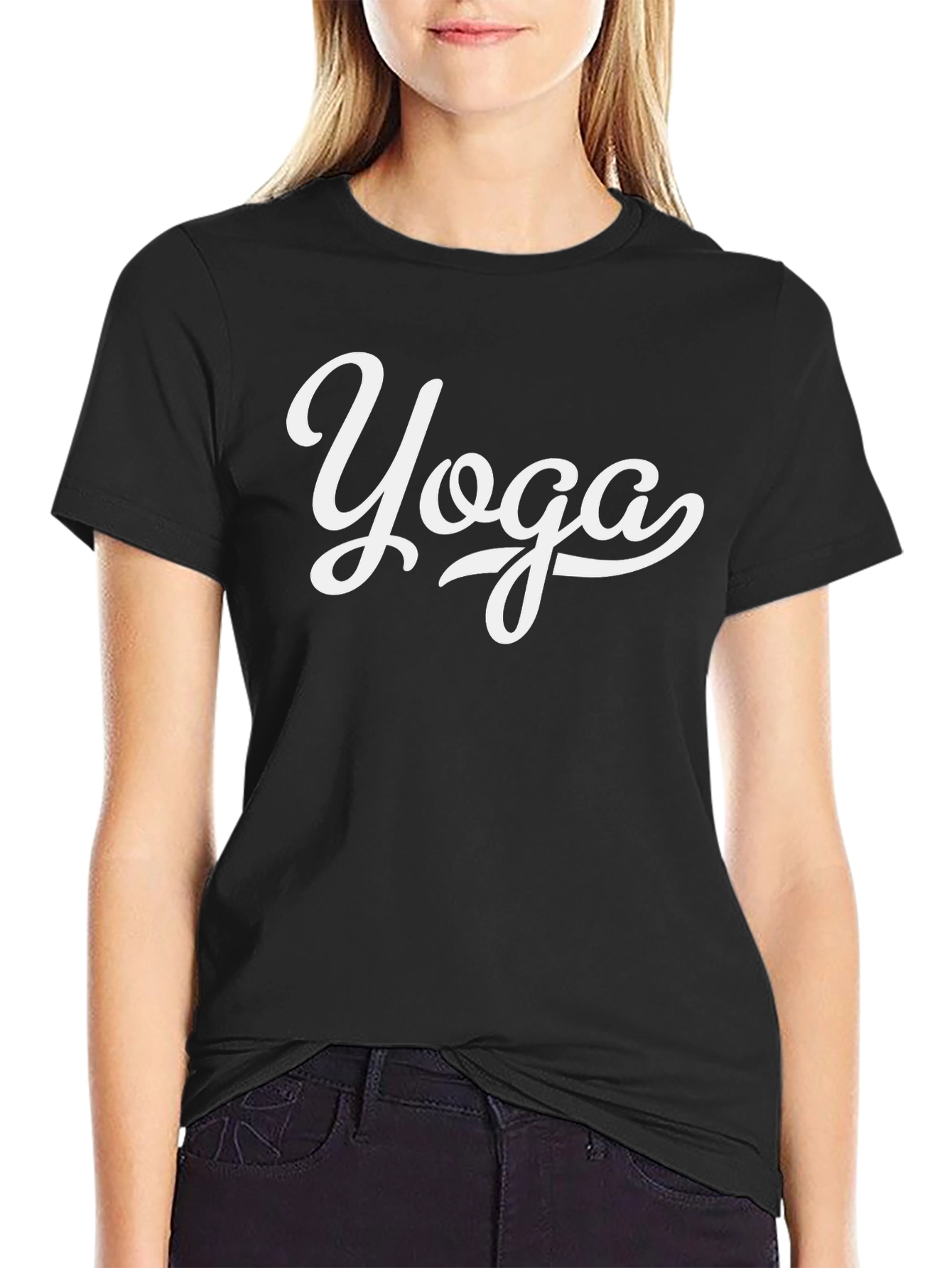 Yoga Graphic Tee - Black Cotton T-Shirt