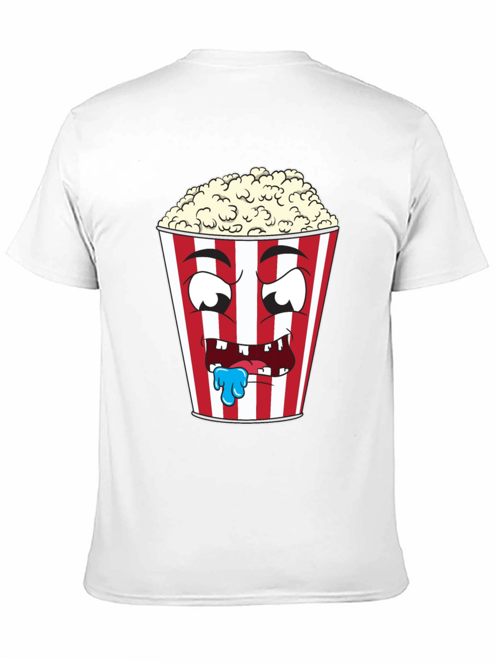Funny Popcorn Cartoon Graphic Black T-Shirt