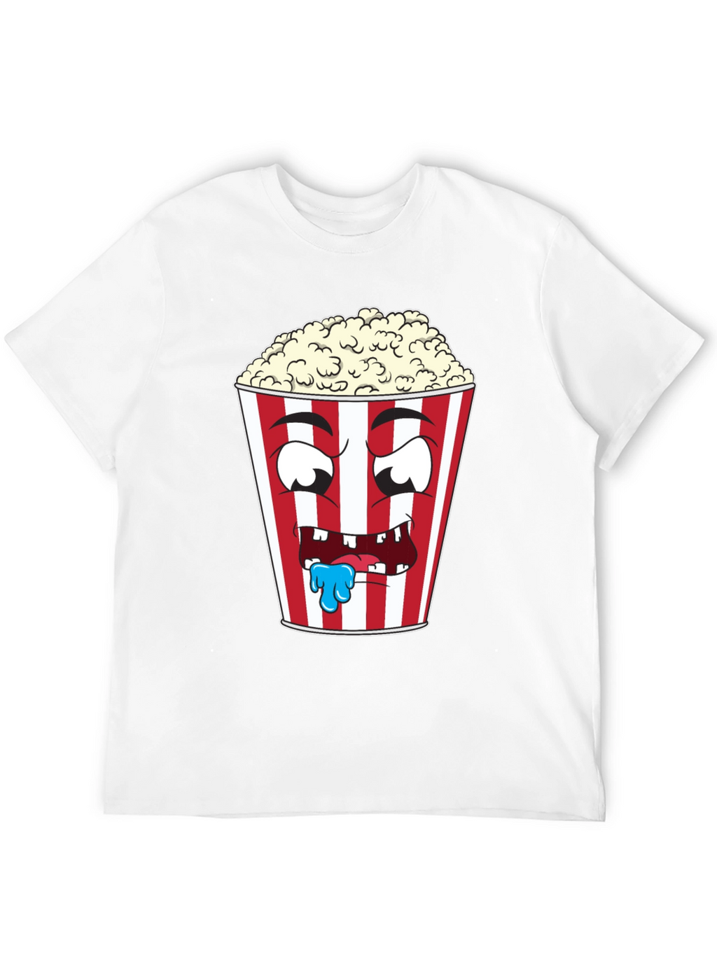 Funny Popcorn Cartoon Graphic Black T-Shirt
