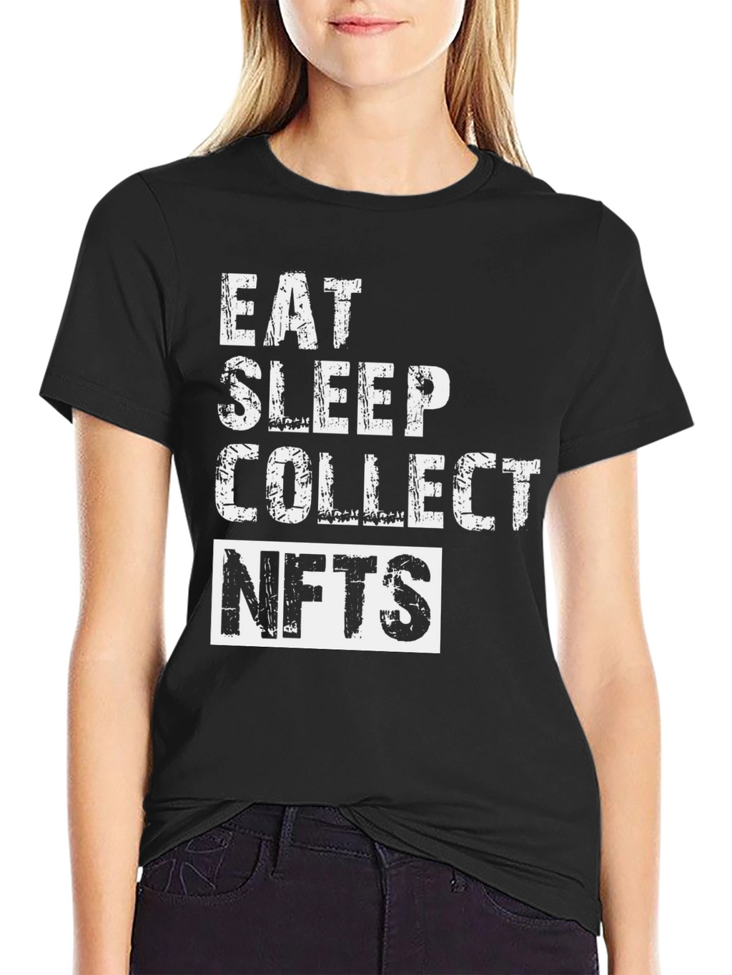 Eat Sleep Collect NFTs Black Graphic T-Shirt