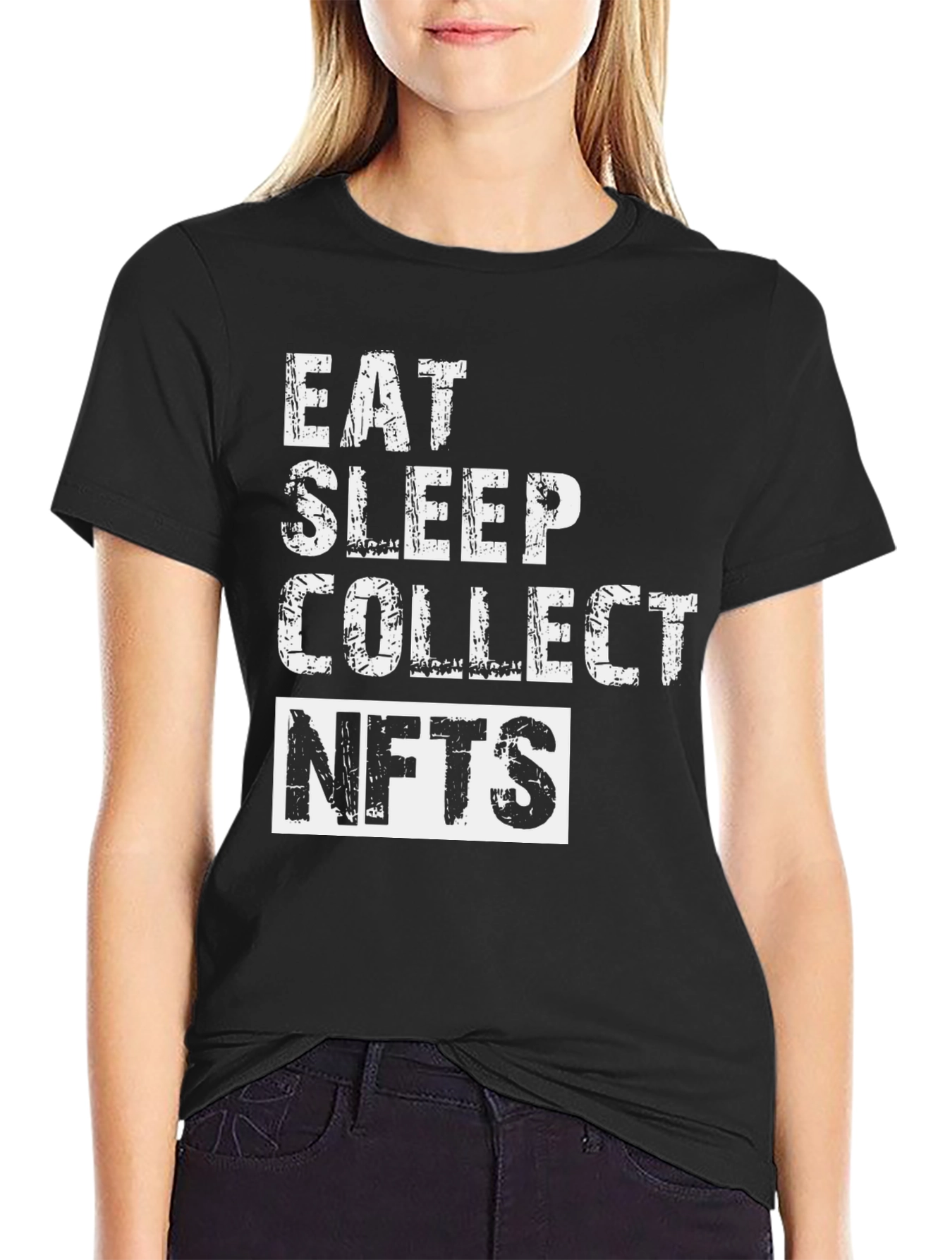 Eat Sleep Collect NFTs Black Graphic T-Shirt