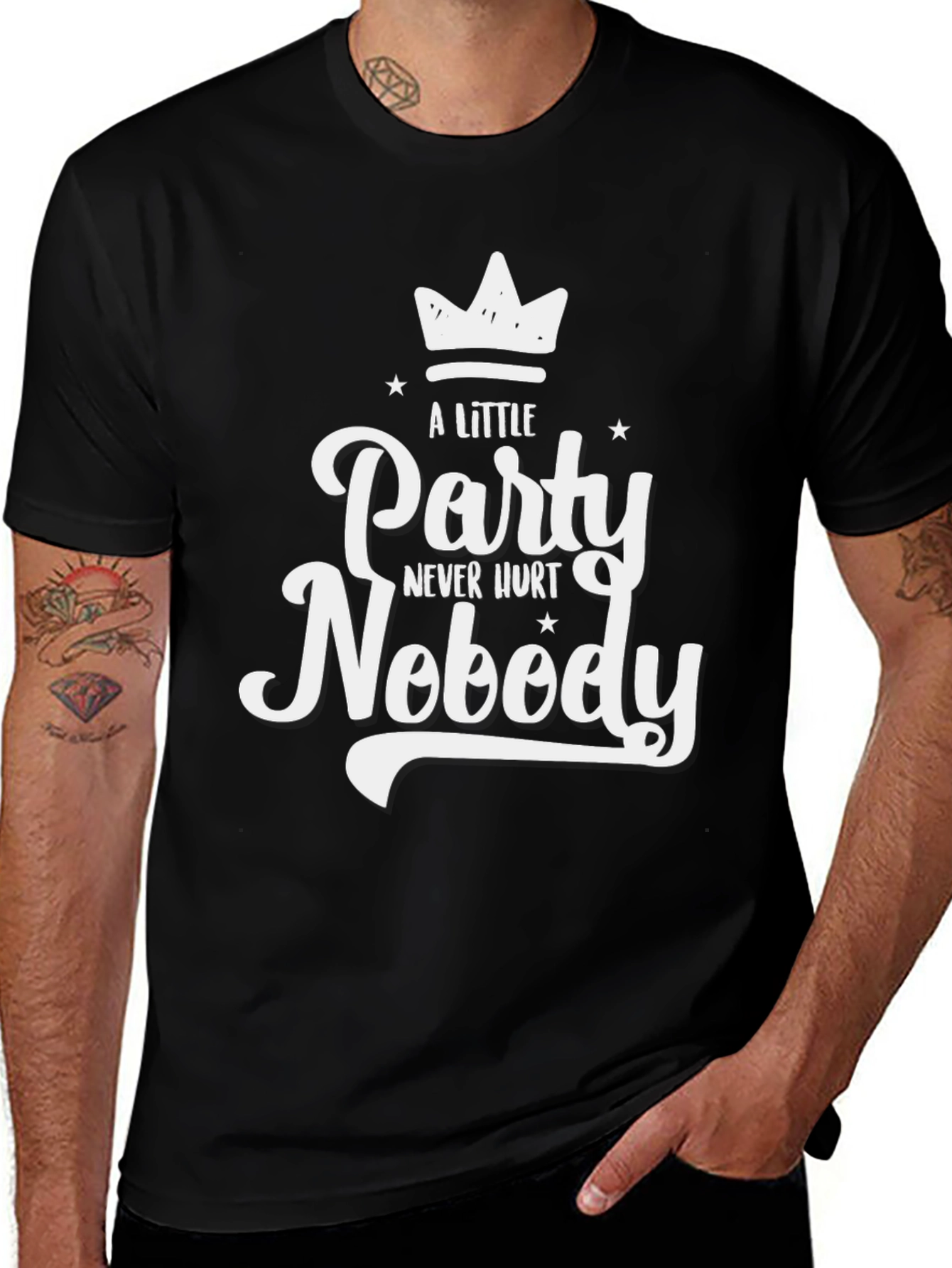 Party Never Hurt Nobody T-Shirt Black Cotton Tee
